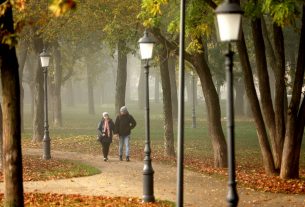 köd, ősz, időjárás, Szeged, park, séta