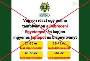 Csalók hirdetnek nyereményjátékot a Debreceni Egyetem nevében