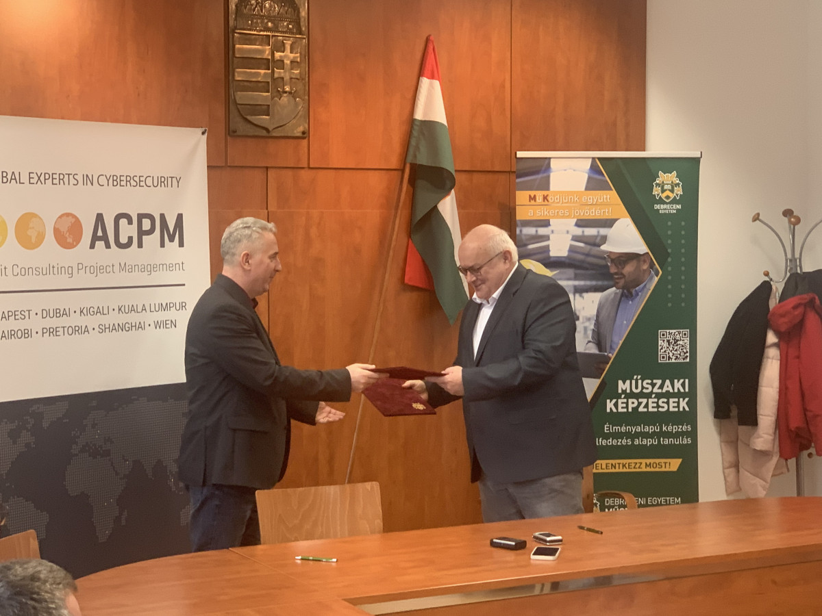 Együttműködést kötött a Debreceni Egyetem Műszaki Kara és a magyar tulajdonú ACPM IT Tanácsadó Zrt. 