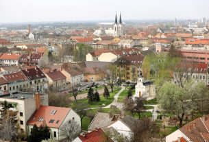 Szeged, Szent István tér, víztorony, látkép, belváros, Lechner tér