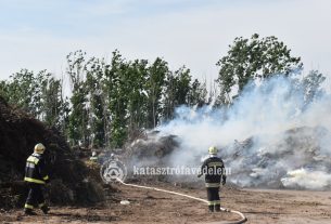 Tűz Debrecennél a Vértesi úton